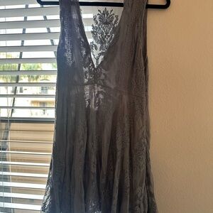 Free People Gray/Lavender Lace Dress